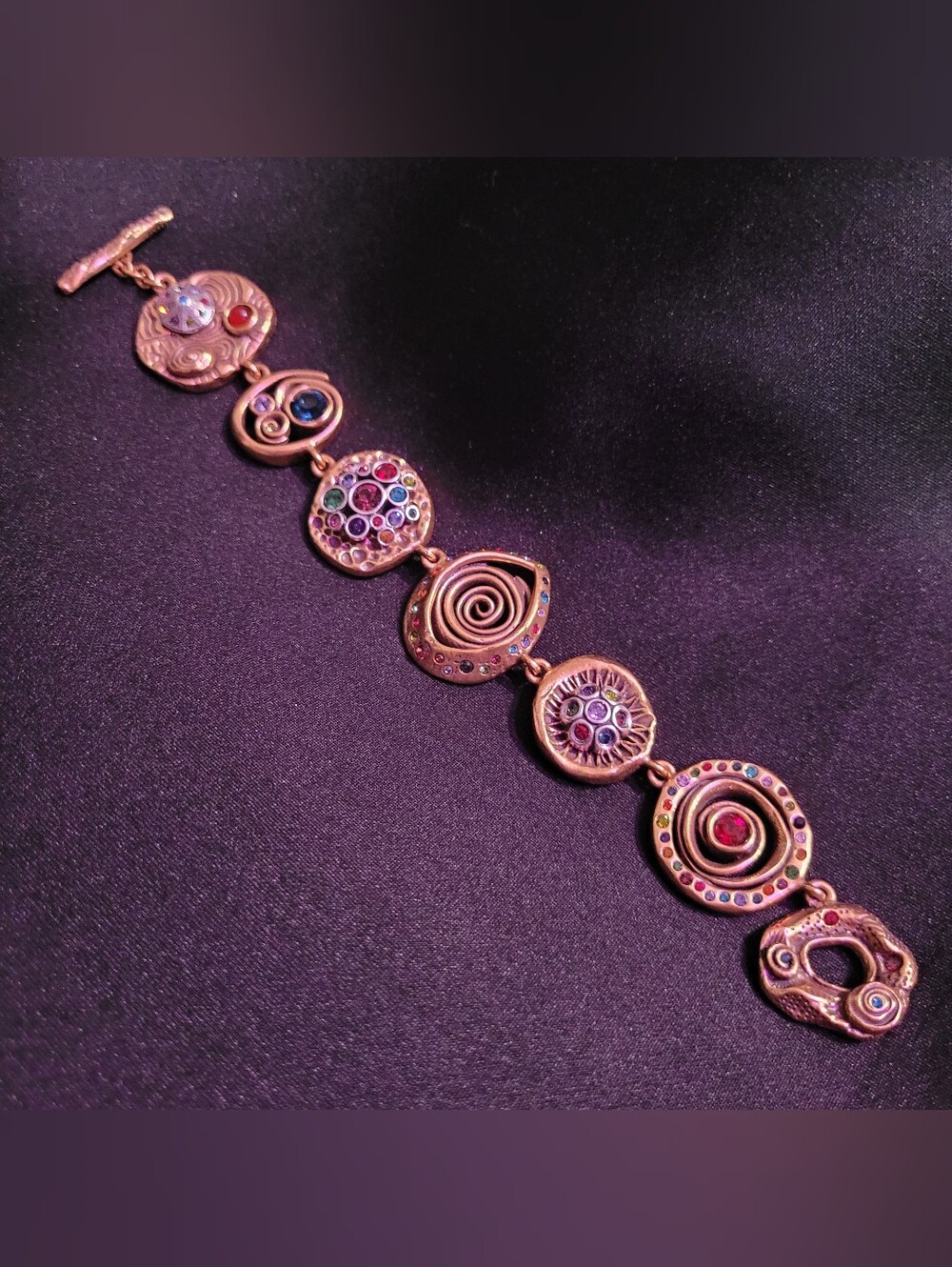 Patricia Locke Multicolor Stone Artisan Bracelet 7 3/4"